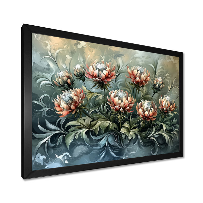 Jabou gris, chardon d'hiver, harmonie III - chardon, art mural, H 30 po x l 40 po, Reproduction encadrée d'une seule photo