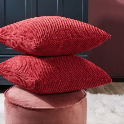 Aneria Red Square Throw Cushion Cover