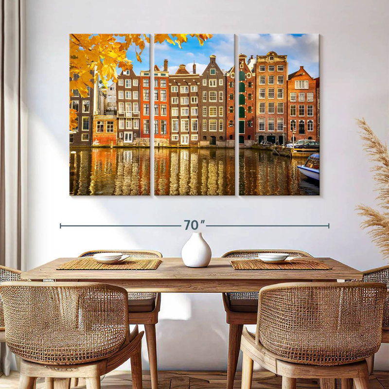 Bâtiments de Sireci au canal Amsterdam, H 42 po x l 65 po