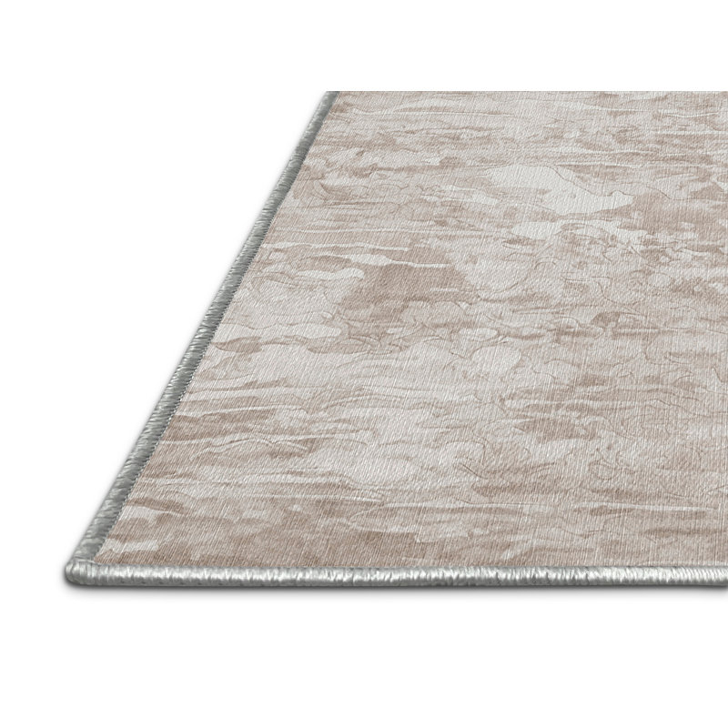 Tapis beige lavable à la machine, Rond 4 pi