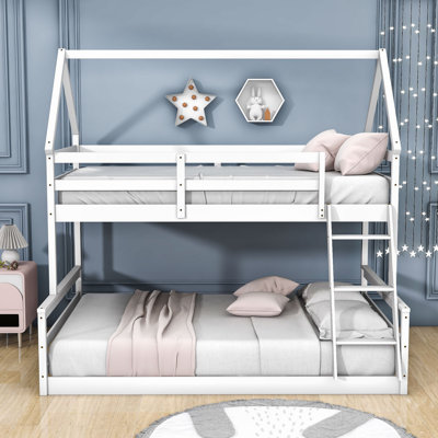 Godana Twin over Full House Bunk Bed with Built-in Ladder