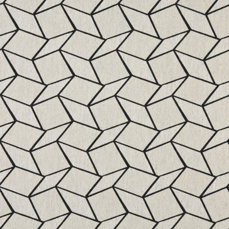Tissu de lin géométrique, Blanc / Noir