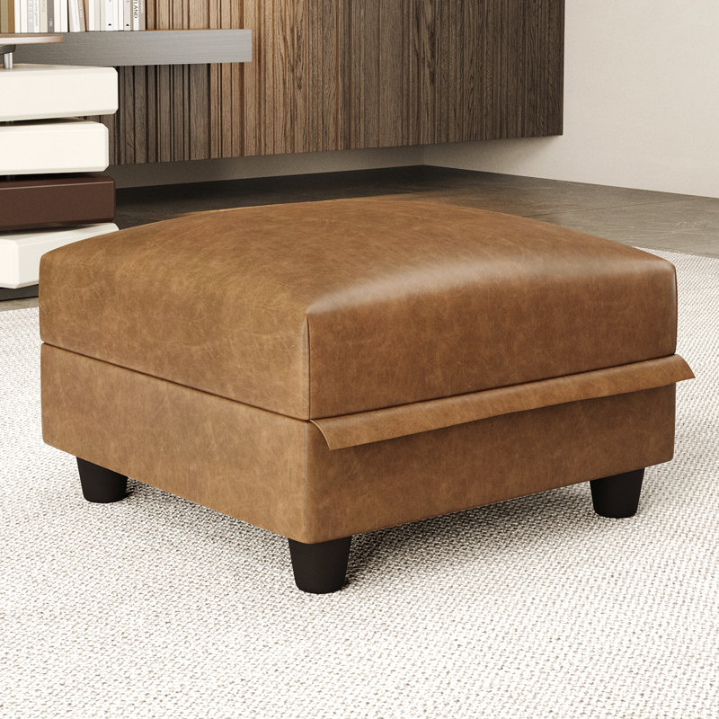 Repose-pieds moderne en similicuir brun