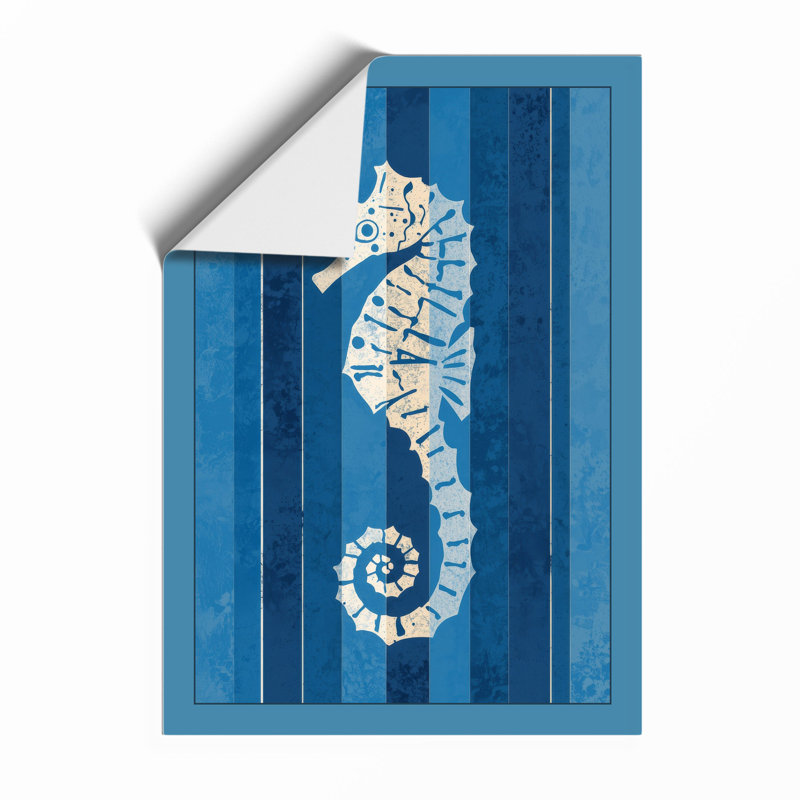 Striped Seahorse Coastal - Framed Print, A1 - 84.1 x 59.4 cm, Unframed