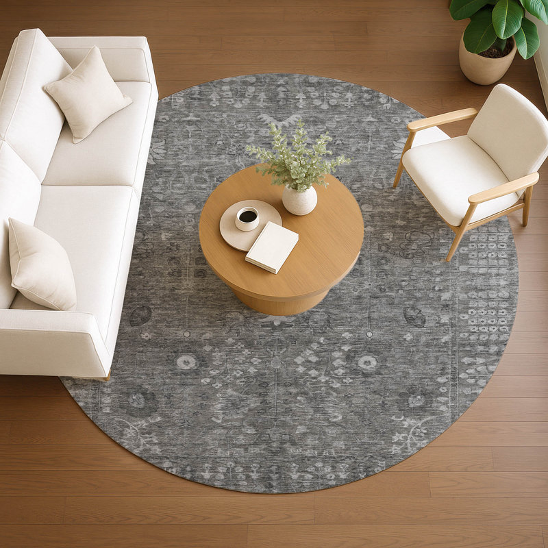 Machine Washable Indoor/Outdoor Derrick ACN2231 Global Rug, Round 8'