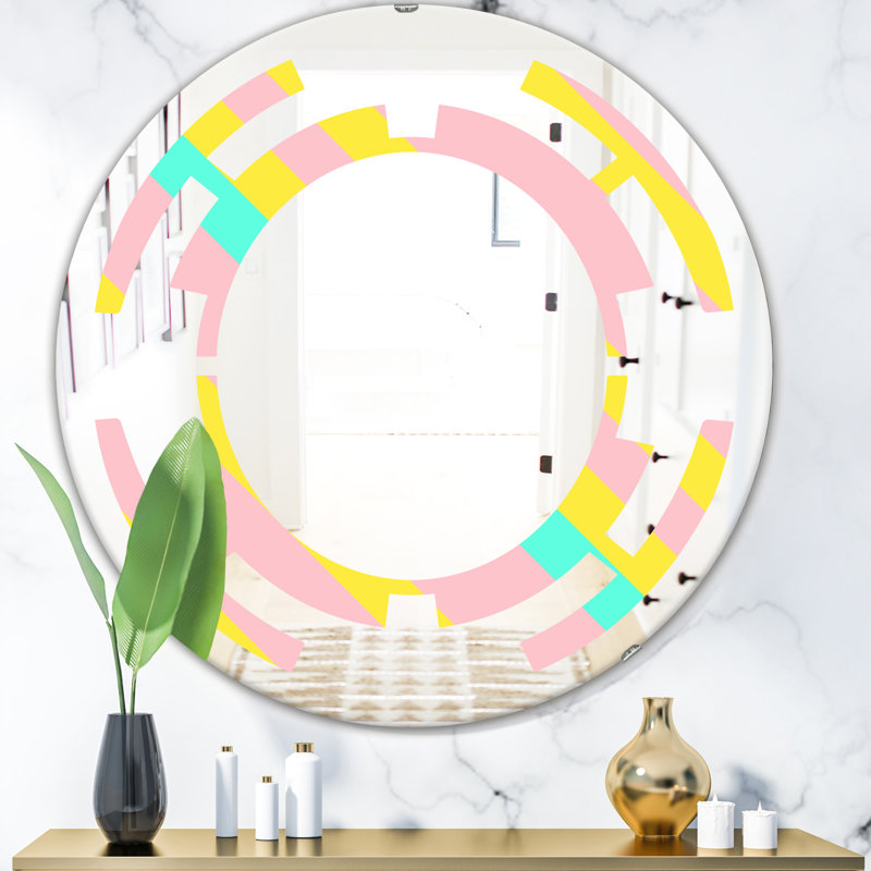 Miroir mural moderne sans cadre en forme de motif néon memphis, H 31,5 po x l po