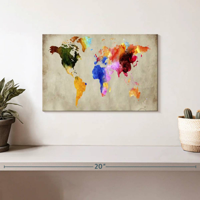 Carte du monde abstrait Aliaz, H 8 po x l 12 po