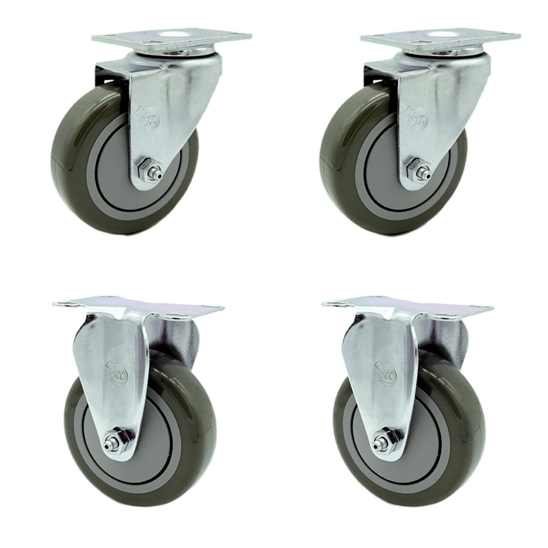 Ensemble de 4 roulettes en polyuréthane, gris