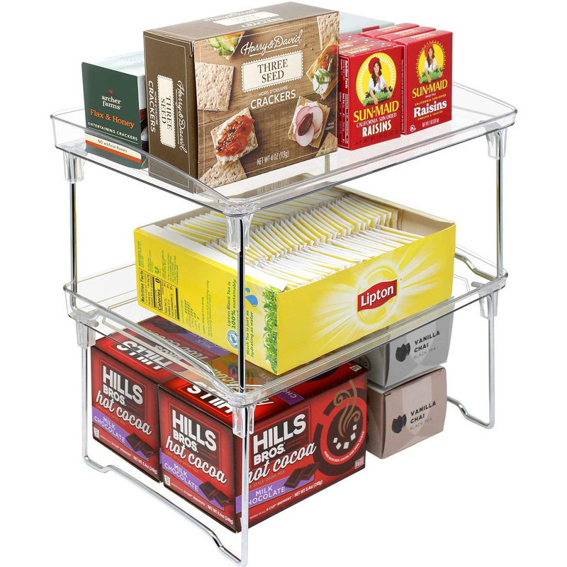 Sorbus 2 Tier Foldable and Stackable Storage Shelf Organizer Stand and Rack