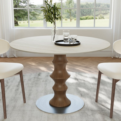 Table de salle à manger à piédestal à colonne contemporaine, petite table bistro minimaliste 31 po / 35 po / 39 po / 43 po pour coin-repas compact