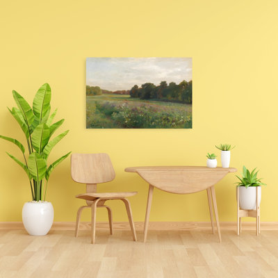 Peaceful Wildflower Meadow Peaceful Serene Tranquil Deer Flower Landscape Wall Art Print 1 Piece Wrapped Canvas Wall Art