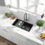 Évier de cuisine encastré en quartz noir de 76 cm (30 po), cuve unique en composite de granit avec planche à découper, égouttoir enroulable, panier-filtre et grille de fond, profondeur de 22,7 cm (8,94 po), pour meuble de 84 cm (33 po).