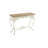 Aine Metal Scroll White Console Table with Brown Wood Top