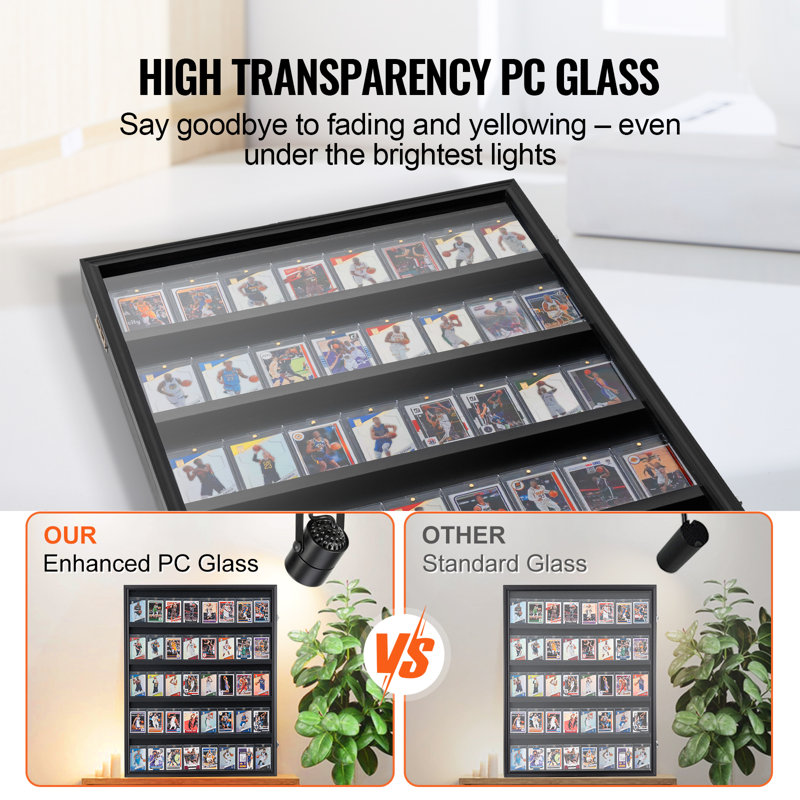 Matte Black Lockable Wall Mounted Sports Card Display Case