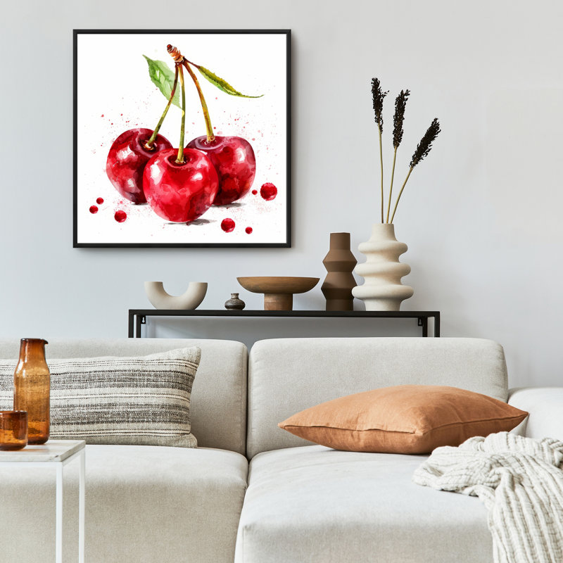 Cherries - Red Framed Canvas Art for Home Decor