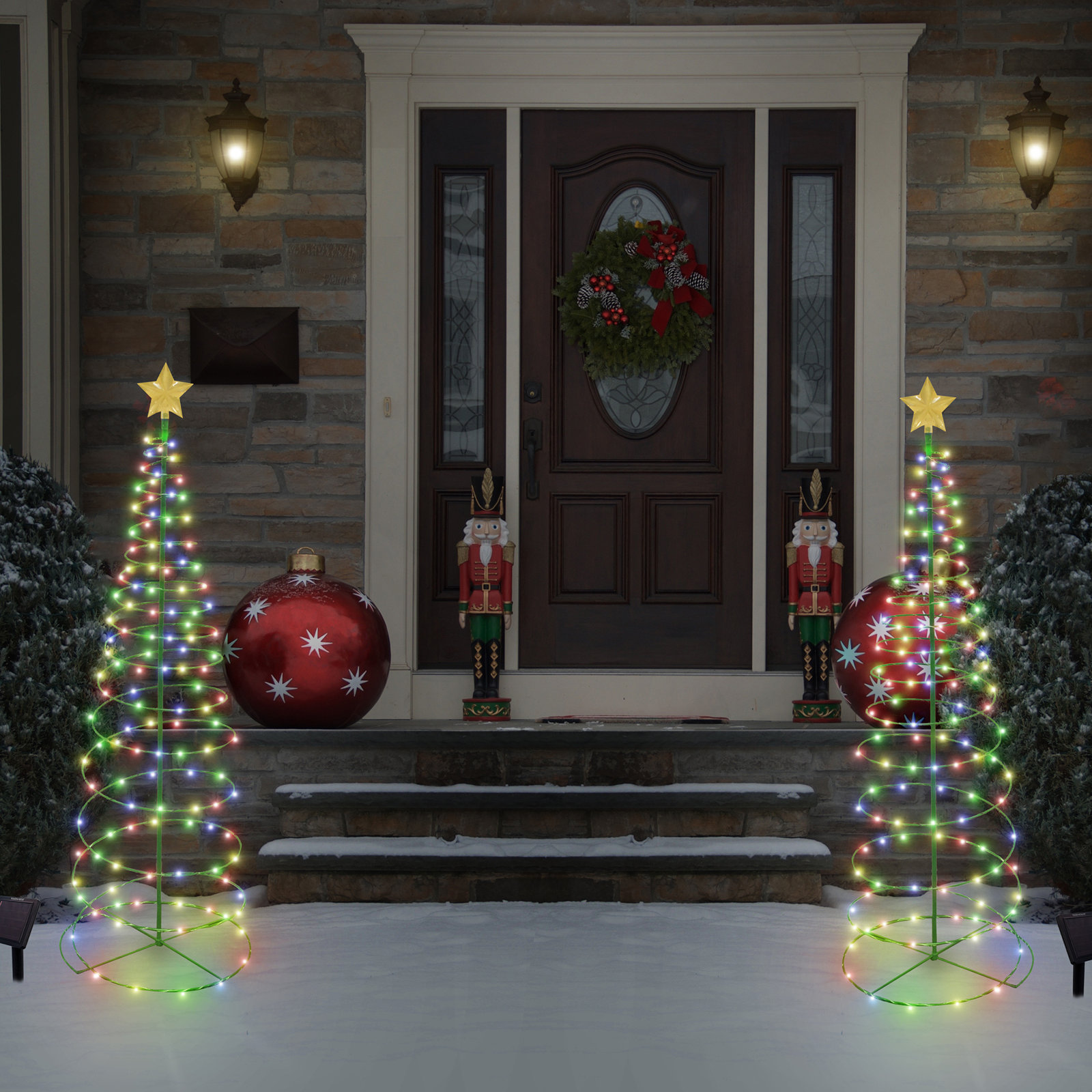 Christmas Tree Lighted Display, Blue/Red/Green