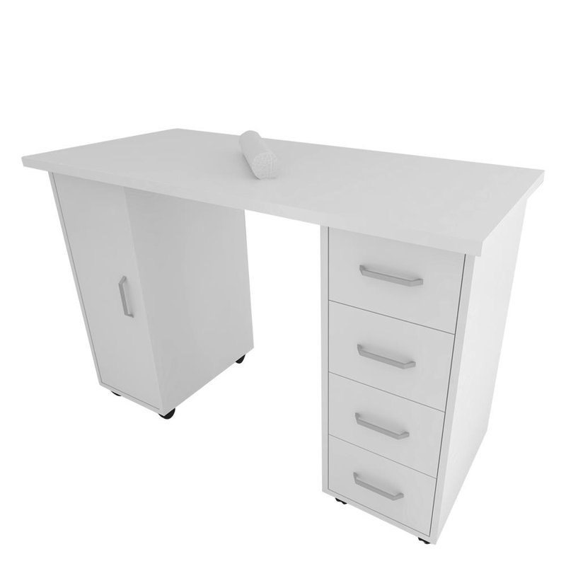 Manicure Nail Table With Drawer, White