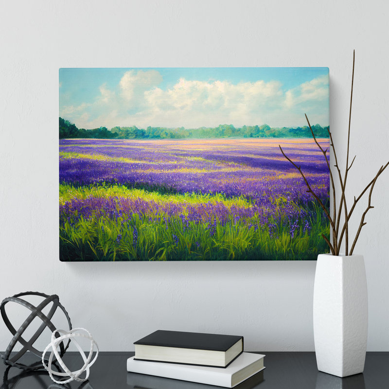 Gentle Bluebell Field - Wrapped Canvas, 50cm H x 76cm W x 3cm D