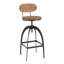 Tabouret de bar industriel à dossier moyen en métal et bambou à grain de bois pressé espresso-97697175-97697176