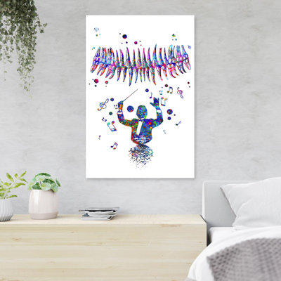 «Colorful Man With Music And T dents», reproduction d'art graphique sur toile tendue 1 pièce