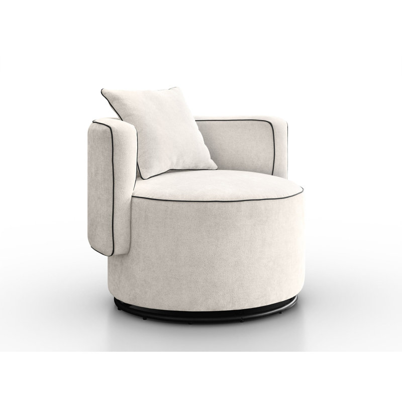 Bernella Upholstered Swivel Armchair, Light Beige