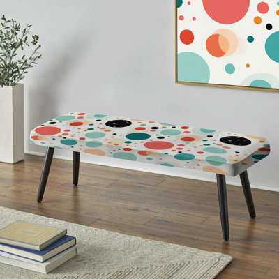 Banc noir rembourré à pois Turquoise
