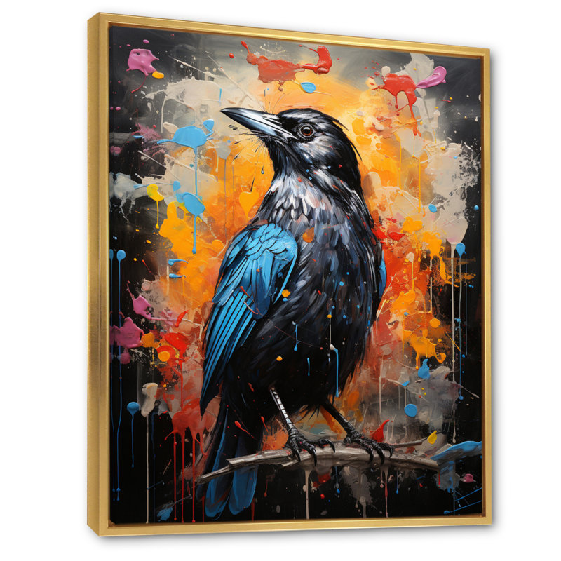 Bawer Crow Popart Royauté III sur impression sur toile, H 20 po x l 12 po x P 1 po, Cadre flottant doré