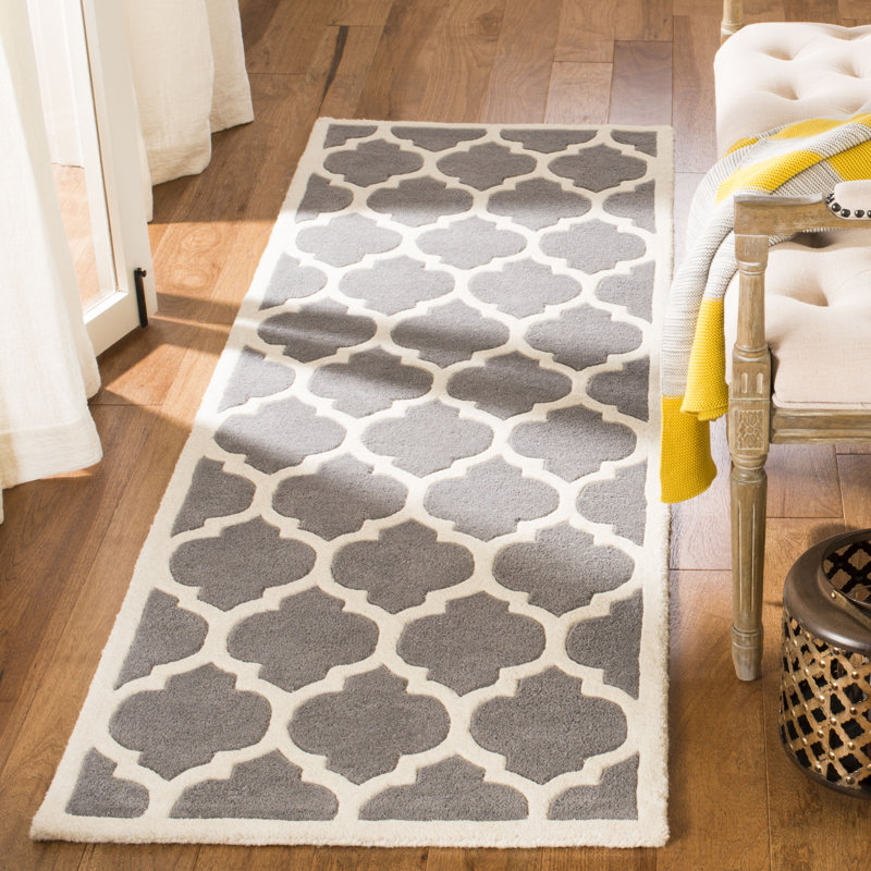 Tapis en laine touffeté à la main Carolene, Tapis de couloir 2 pi 3 po x 7 pi