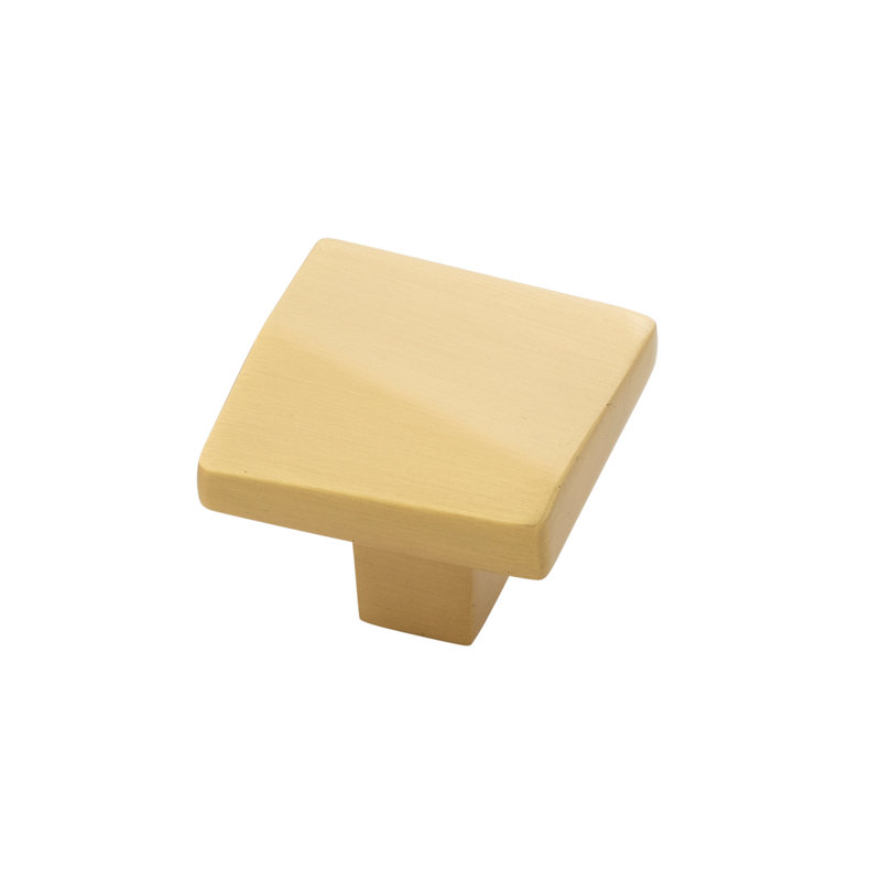 Veer Square Knob, Brushed Golden Brass