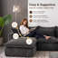 Canapé d'angle 4 places sans dossier de 330 cm avec 2 poufs, gris foncé-1145293878-1145293879