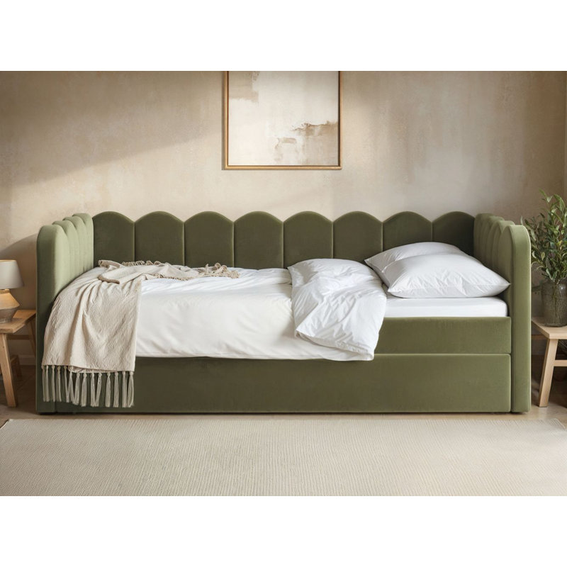 Esme Cloud Day Bed with Trundle Boucle, Green