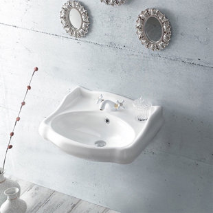 Lavabo de salle de bain mural en céramique avec trop-plein 1837