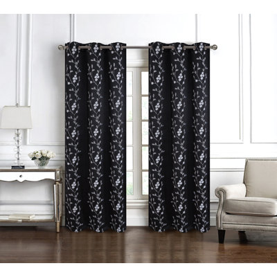 Lilian Emb Blackout Grom Panel 95" Navy