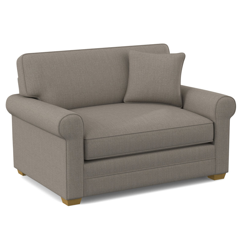 Bedford 57" Twin Sofa Bed, Honey Finish, Stone Crypton Performance; 0884-83, 5" Innerspring Mattress
