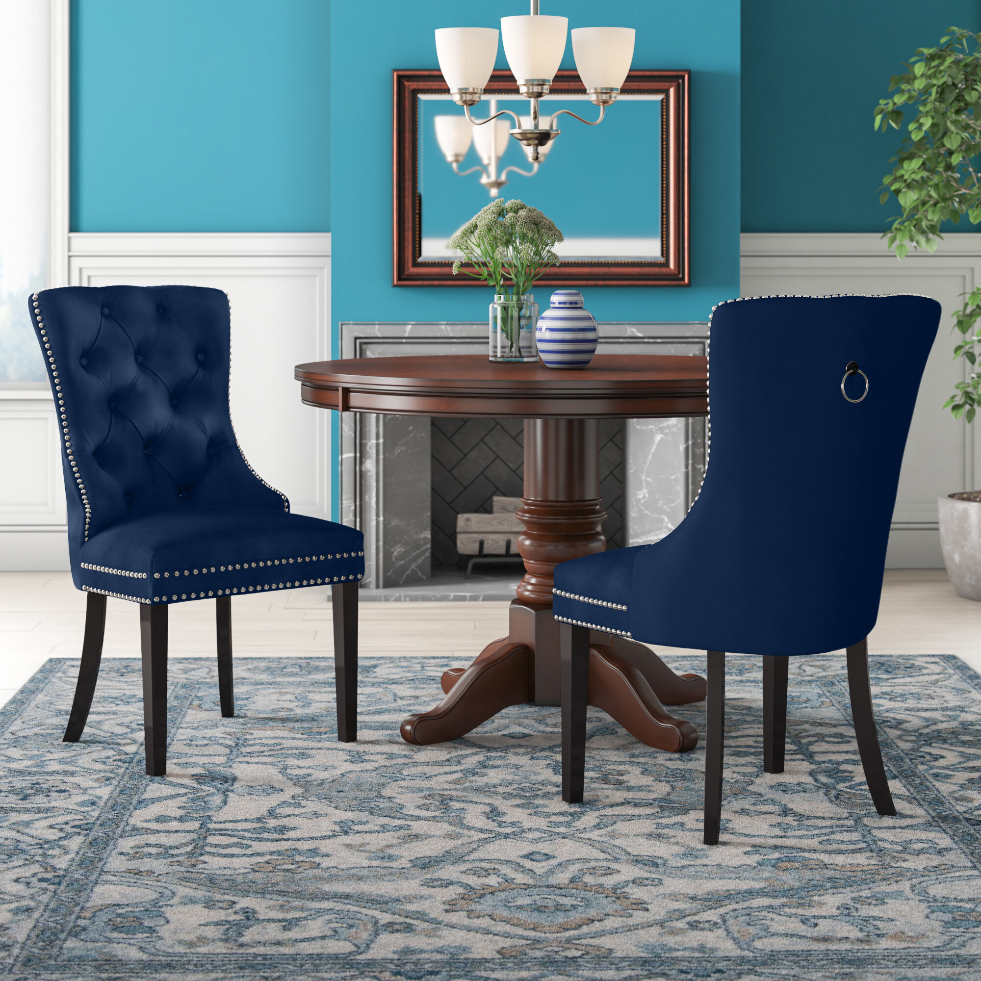 Darby Home Co Stonefort Tufted Velvet Solid Back Side Chair