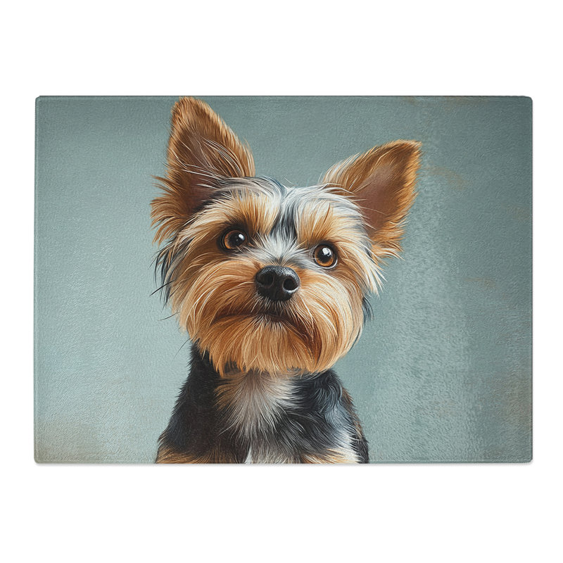 Yorkshire Terrier Artwork Dog  Glass Chopping Board