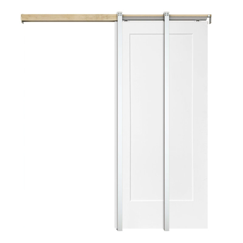 Portes coulissantes 80 po à panneaux creux, 30 po x 80 po, Blanc apprêté