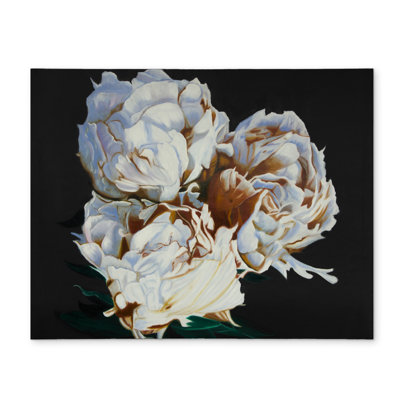 Blooming Peonies Romantic White Flowers Polyester Placemat