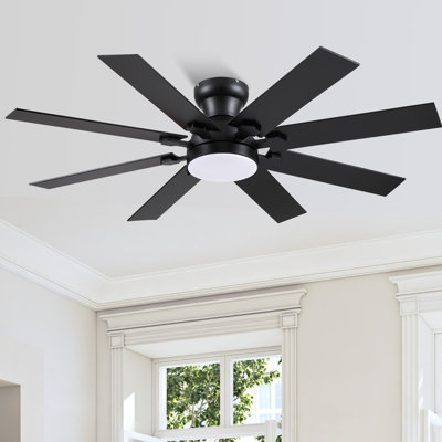 52" 8-blade Flush Mount Ceiling Fan  With Lights Remote Modern 3 Colors 6 Speeds 