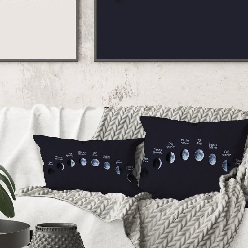 Coussin Rectangle, Phases de lune dans l'espace - Bohème et éclectique