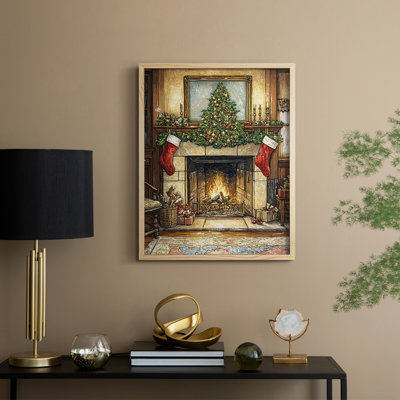 «Christmas Holiday Art», reproduction encadrée en bois massif