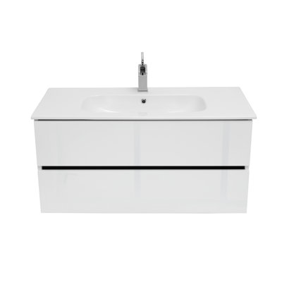 Veneto 40″ Wall Mount Single Bathroom Vanity with Ceramic Top