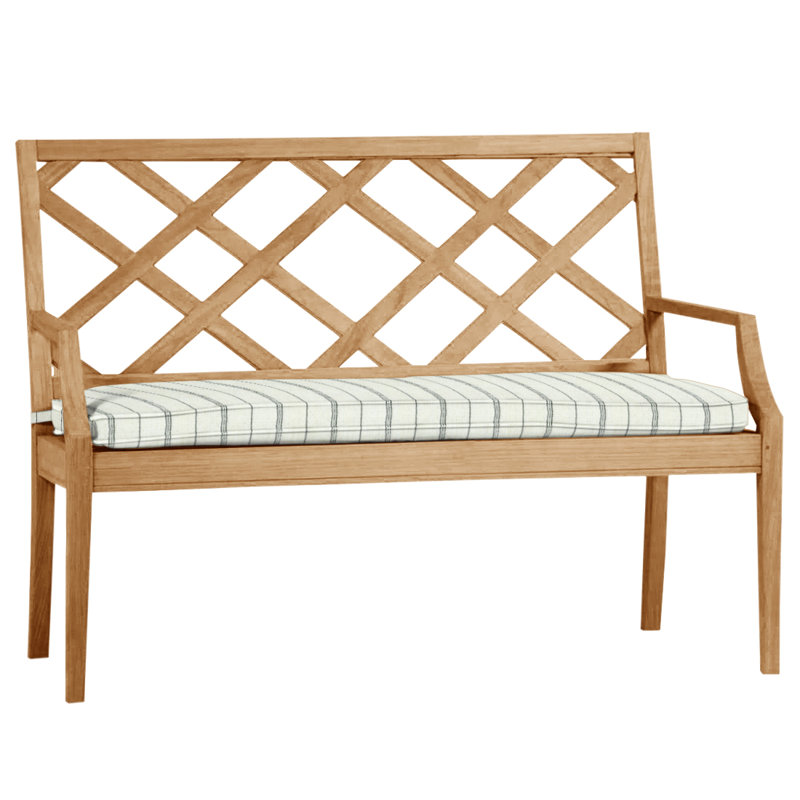Banc en teck naturel Haley, Teck naturel, InsideOut® Rollo ‑ lin crème, Pas de soudure