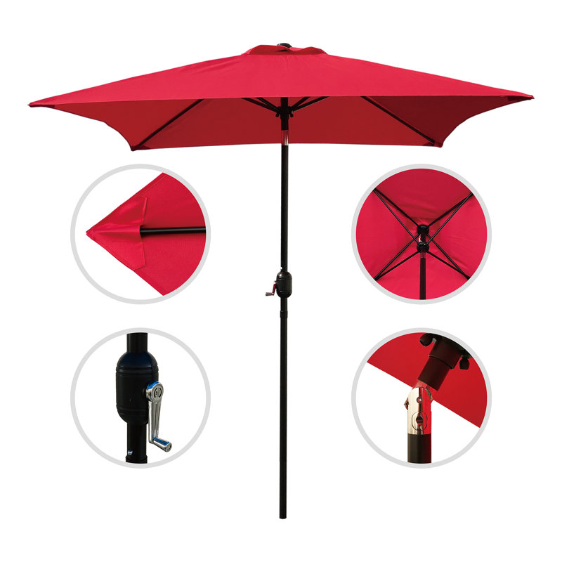 Parasol carré en polyester 78 po Marla, Inclinaison manuelle, Rouge