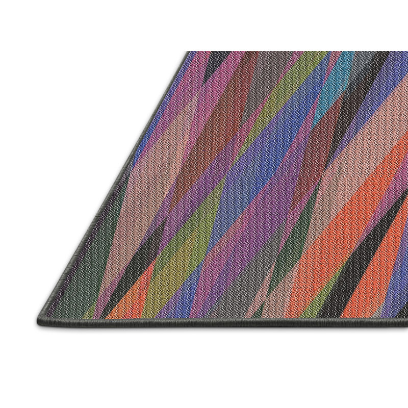 Tapis vert/brun/bleu à motif, Rectangle 2 pi x 4 pi