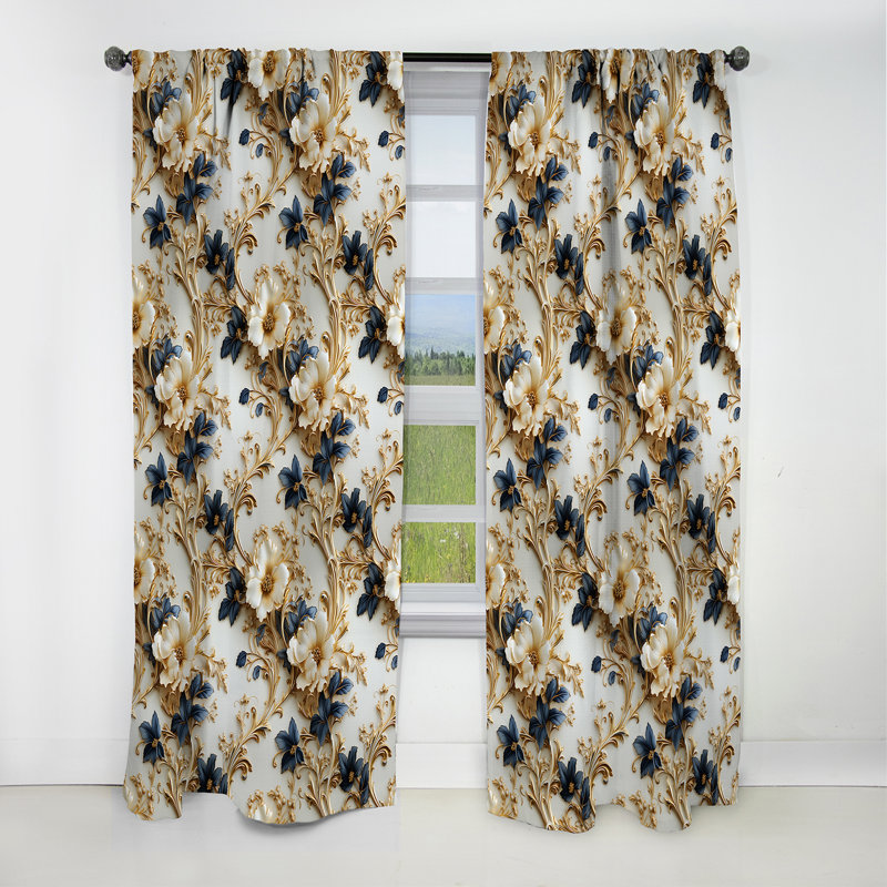 Blue Polyester Blackout Rod Pocket Window Panel 52" x 63"