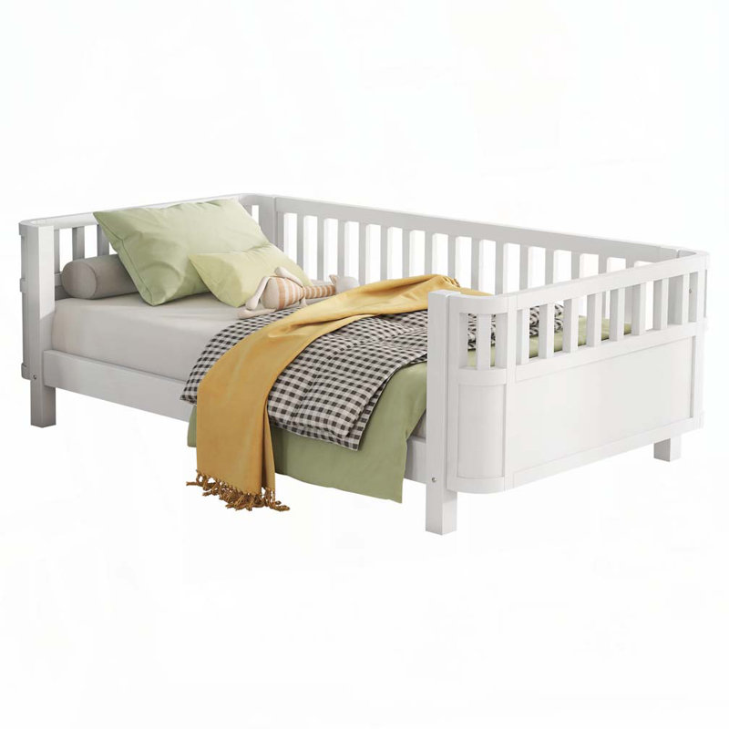 Wood Low Profile with Rails, Twin, White
