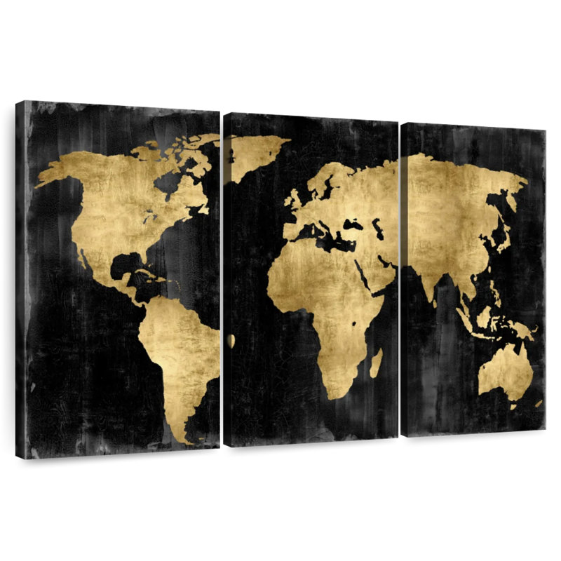 Aliaz The World - or sur fond noir, H 32 po x l 50 po