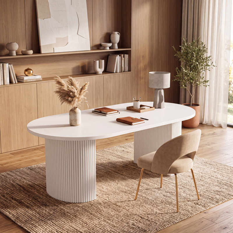 Bureau de direction moderne 63 pouces, bureau à domicile blanc