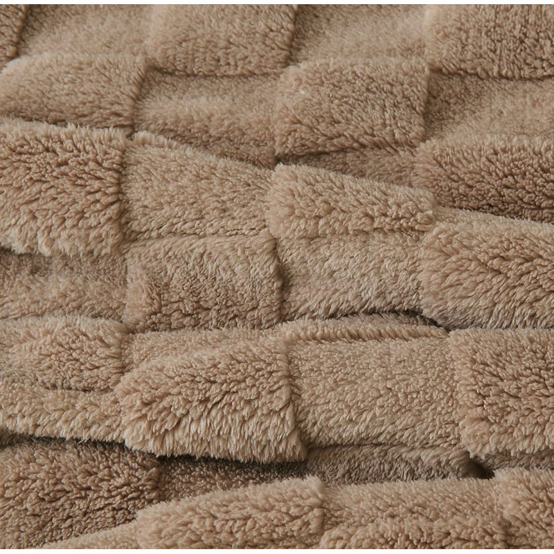 Couverture molletonnée douillette texturée, Taupe